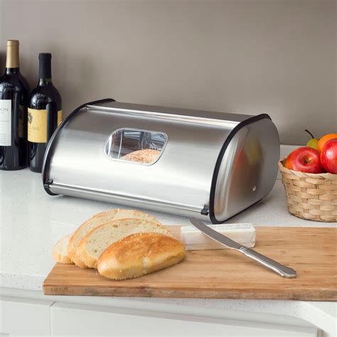 home basics mirror-finish stainless steel bread box silver|Home Basics Stainless Steel Bread Box, Silver.